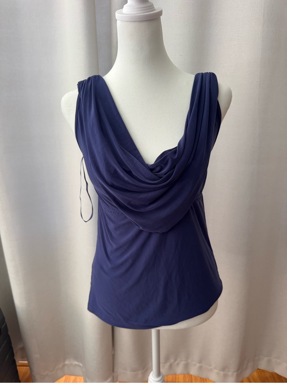 BCBGeneration Draped Cowl Neck Sleeveless Top - Navy Blue
